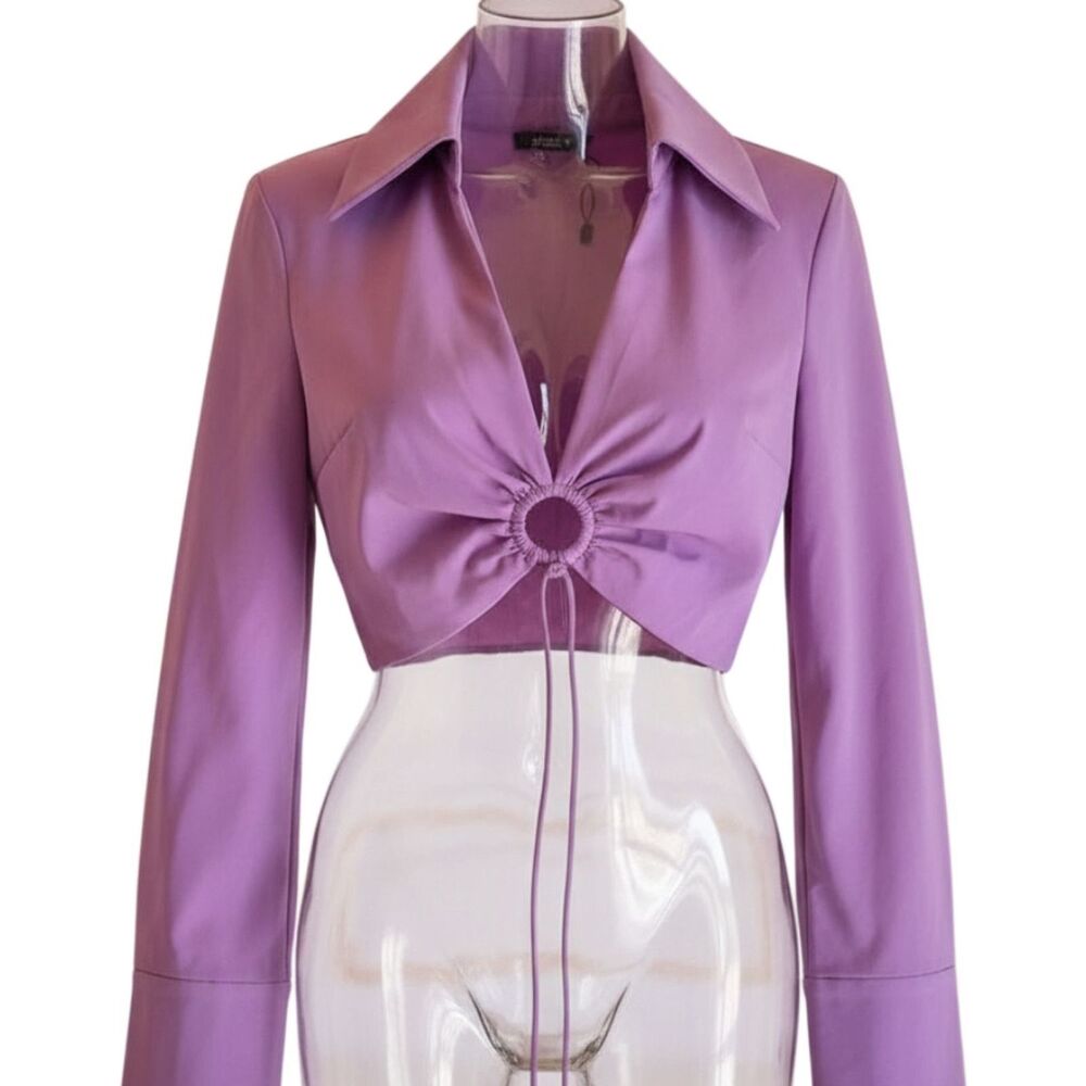 Zara Lavender Satin Blouse S Purple Pastel Button Front Shirt Top NWOT Cropped